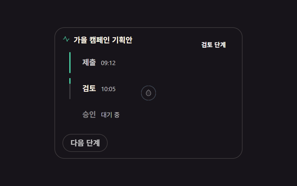 단계마다 불이 들어오는 상태 배지 타임라인