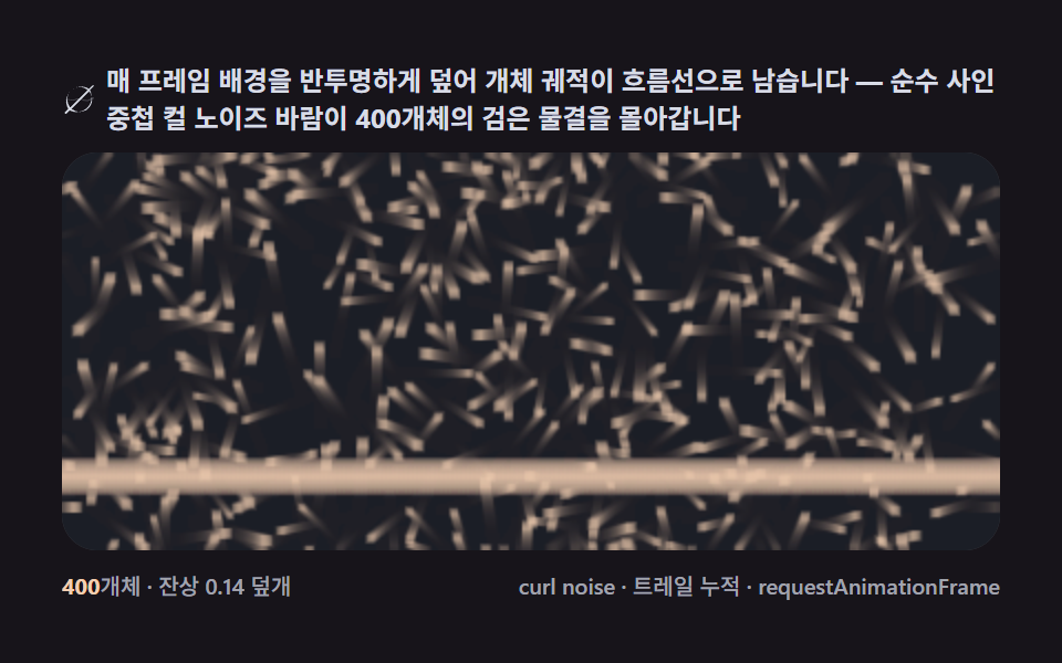 Murmuration — a black cloud that leaves flow lines