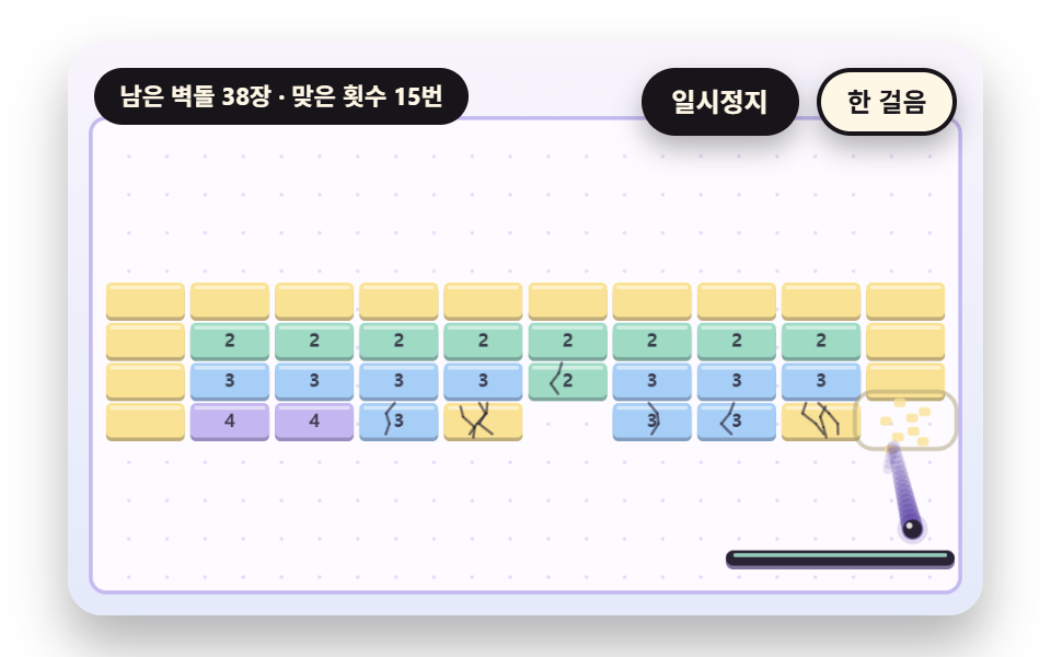 체력에 따라 갈라지는 벽돌 균열
