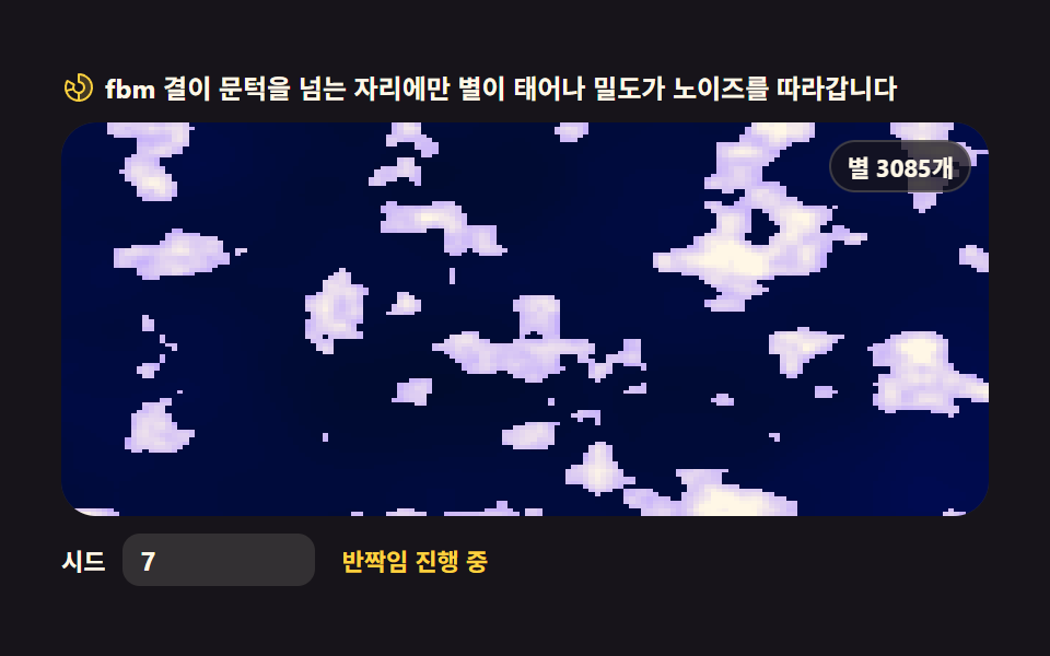 별 하늘 — 노이즈 밀도 별자리