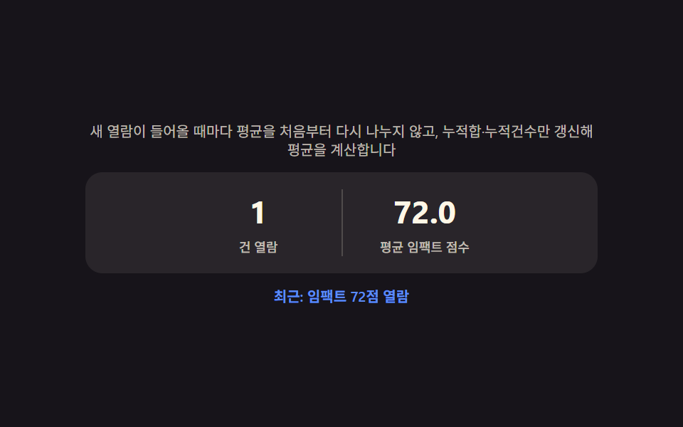 사례 푸터 — 지금까지 본 사례들의 평균을 직접 구하는 요약 배지