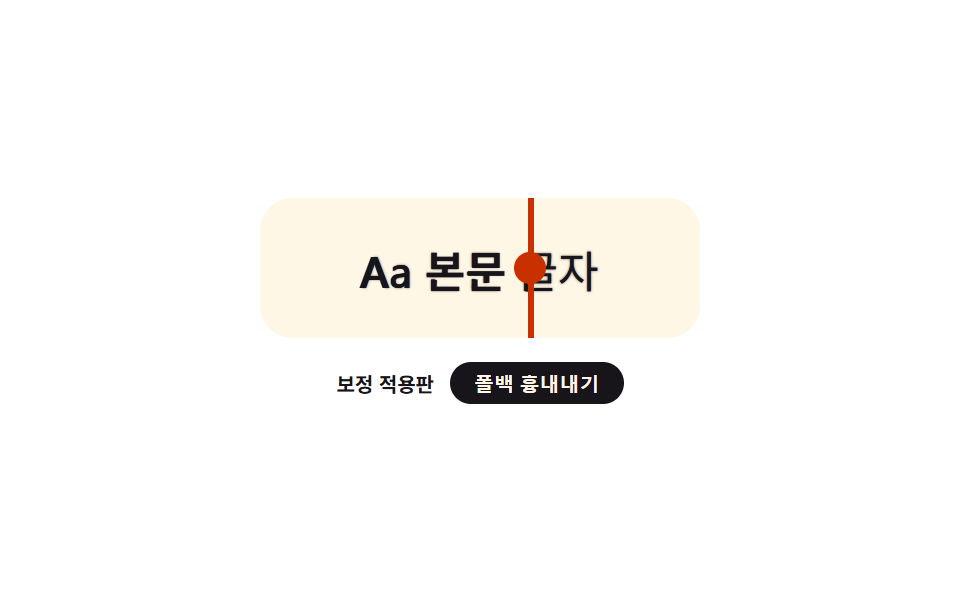 글자 렌더링 보정 — 환경마다 다르게 보이는 글자 두께를 맞추는 보정