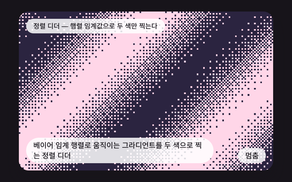 css dither 9가지 — 움직이는 화면을 점의 배치로 그리는 디더링