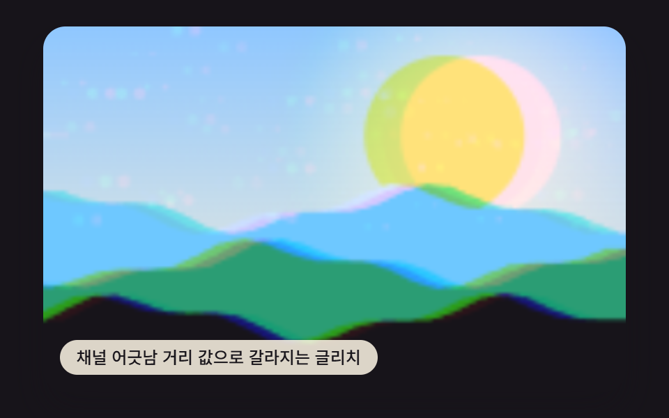 채널 어긋남 거리 값으로 갈라지는 글리치