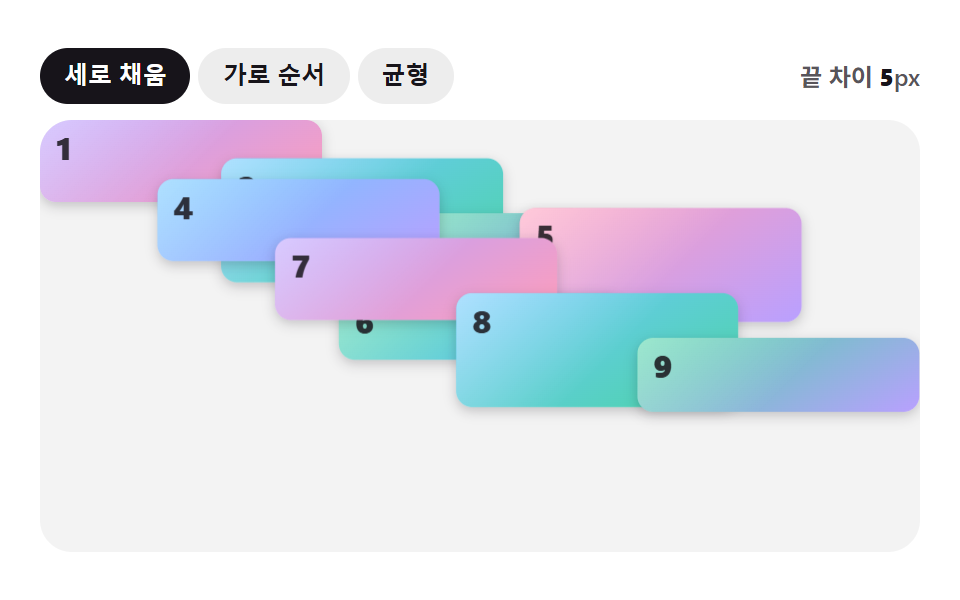 왼쪽에서 오른쪽으로 읽히도록 순서를 바로잡은 열 배치