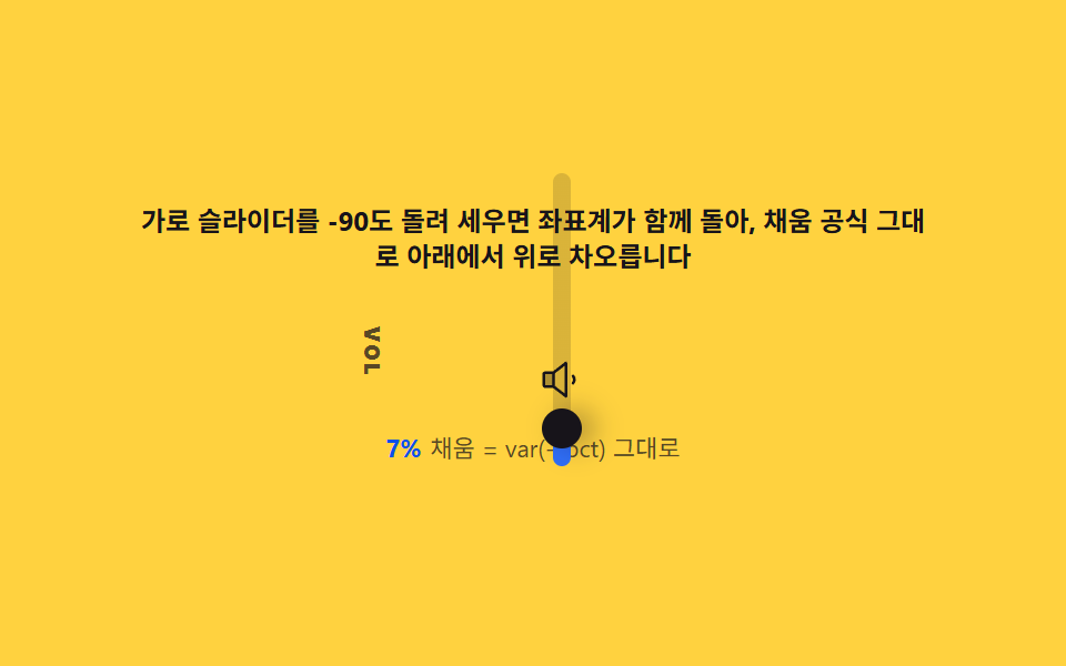 세로 볼륨바 — 쓰기 방향 회전과 채움 방향 반전 계산
