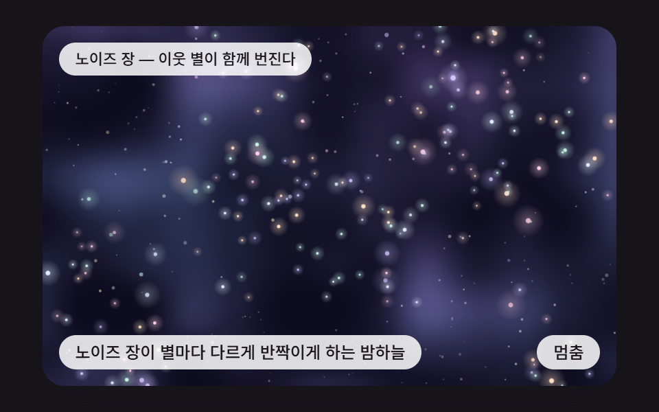 노이즈 장이 별마다 다르게 반짝이게 하는 밤하늘