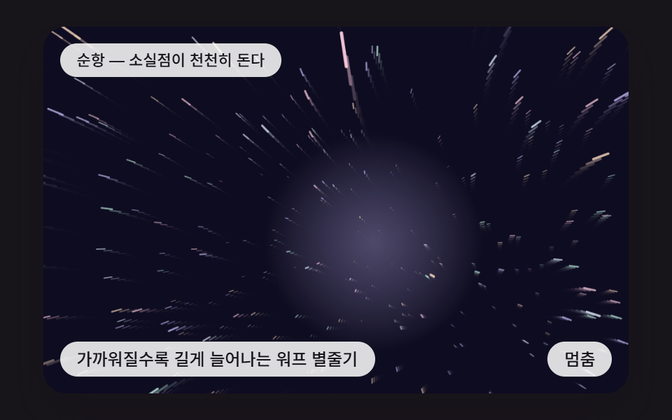 css starfield 9가지 — 별이 깊이를 따라 날아오르는 우주 배경 — 데모 9종 미리보기
