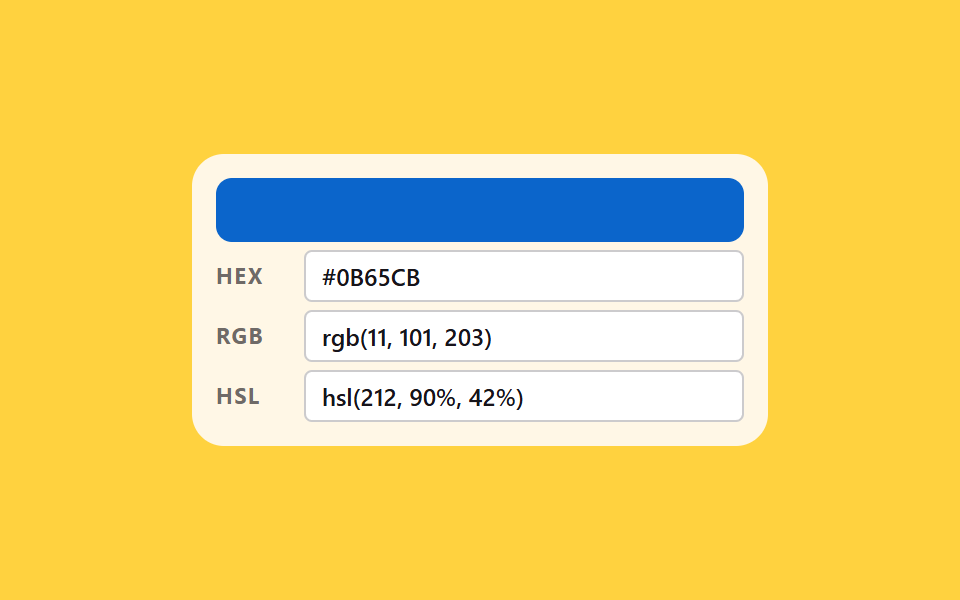 HEX・RGB・HSL の三つが連動する入力 — カラーピッカー UI 9選 — ライブラリなしで作る色選択