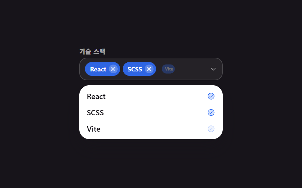 다중 선택 칩 토큰