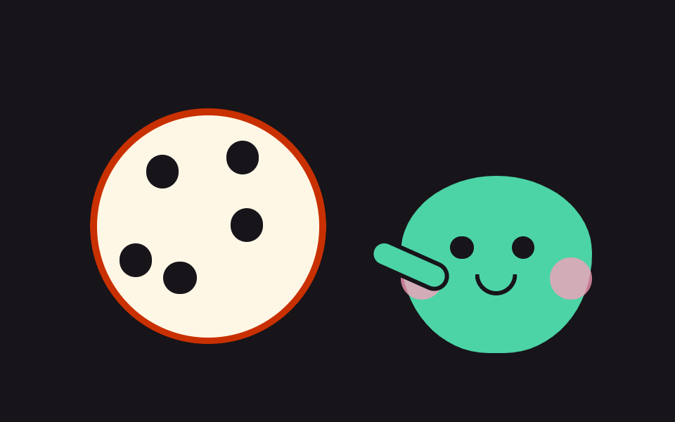 クッキーをひと口ずつ分け合う