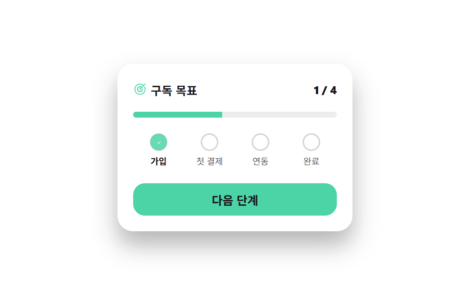 목표 진행률 스텝 카드