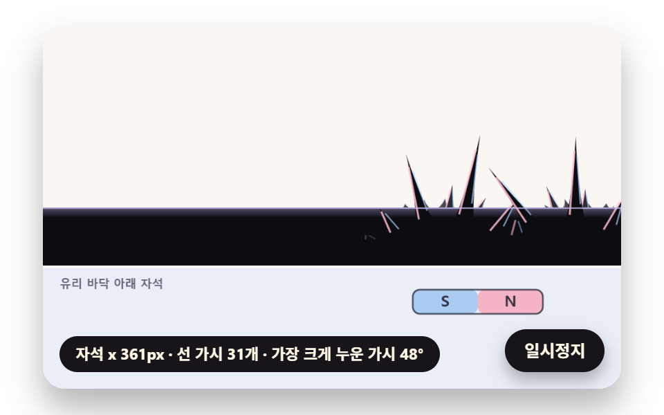 자기력선 방향으로 기우는 가시