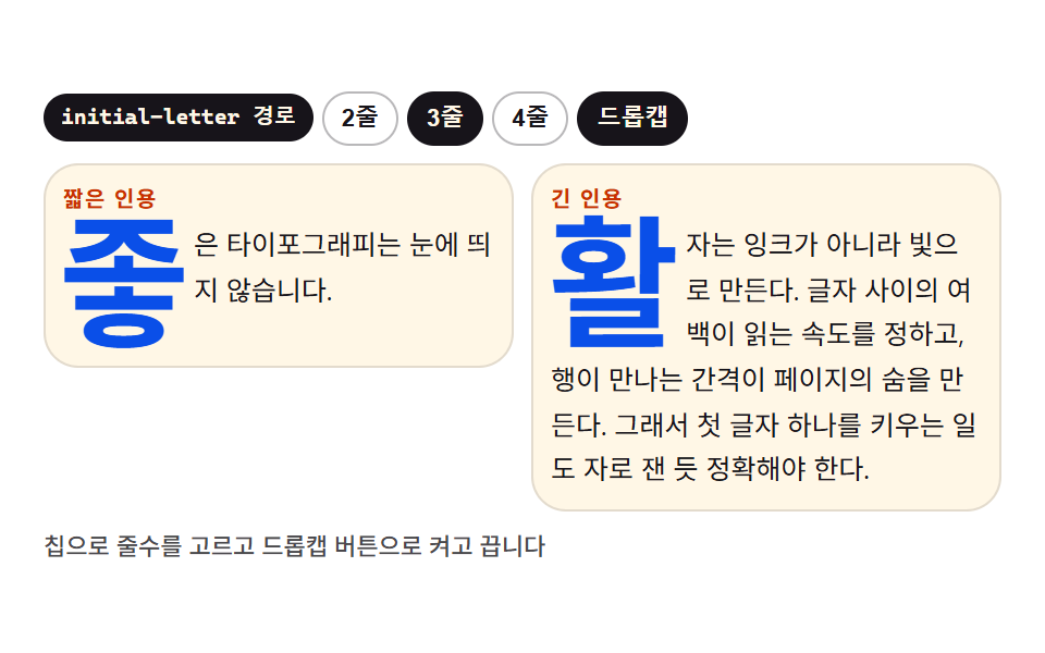 드롭캡과 인용문 꾸미기