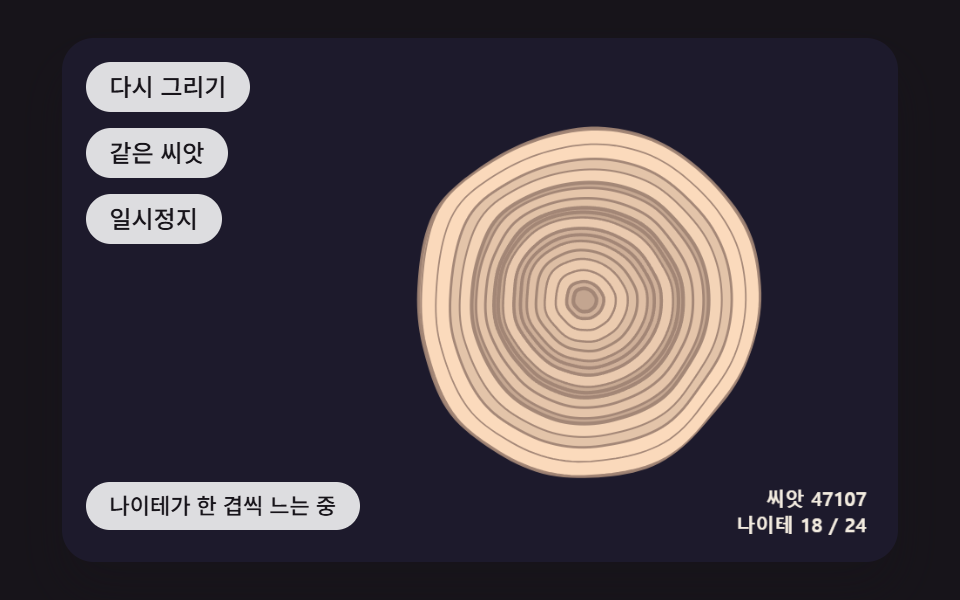 노이즈로 일렁이며 한 겹씩 늘어나는 나이테