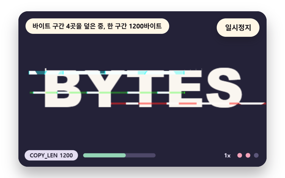 픽셀 버퍼의 구간이 다른 곳으로 덮이는 데이터 손상