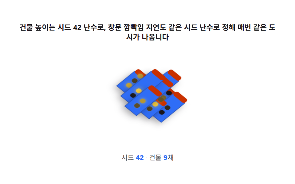 도시 블록 — 건물 높이가 제각각인 씬 배치 계산