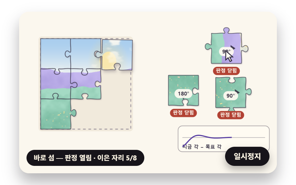90도씩 돌려 맞추는 회전 조각