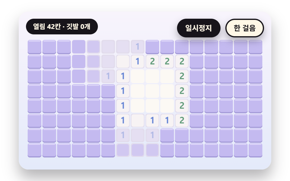 이웃 숫자의 조건을 겹쳐 확실한 칸을 찾아내는 추론 힌트