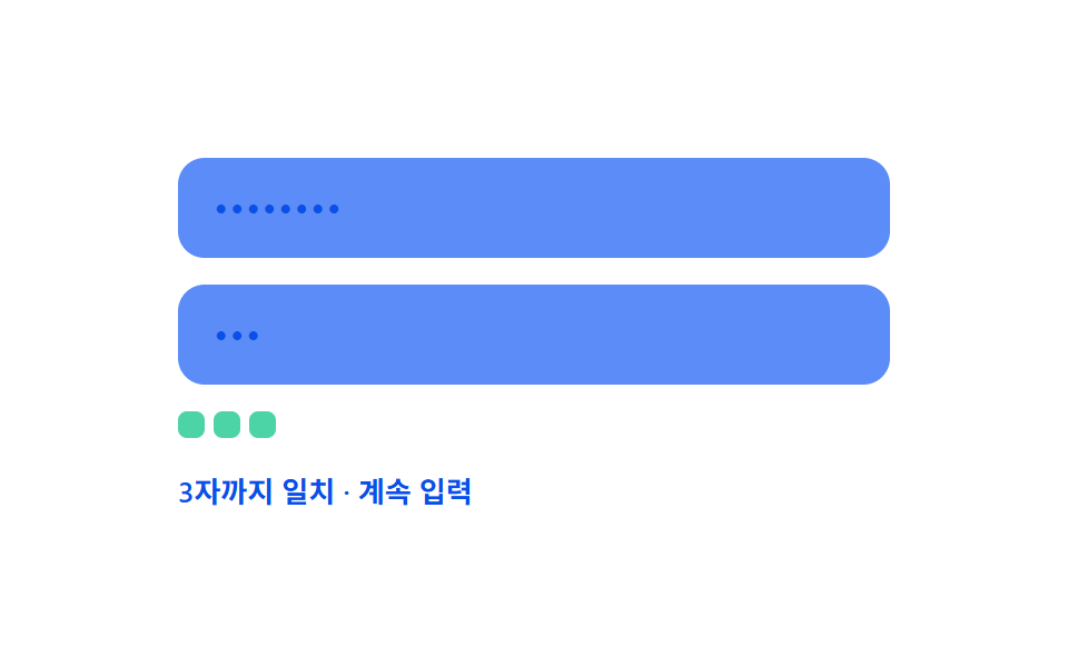 확인 값 실시간 대조 — 확인 입력 값과 원래 값이 갈라지는 위치 값을 실시간으로 찾는 방식
