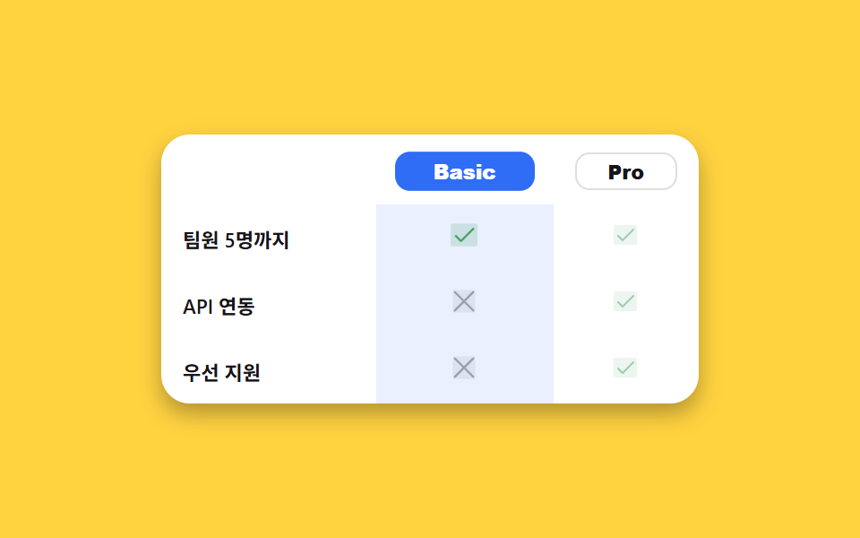 기능 비교표