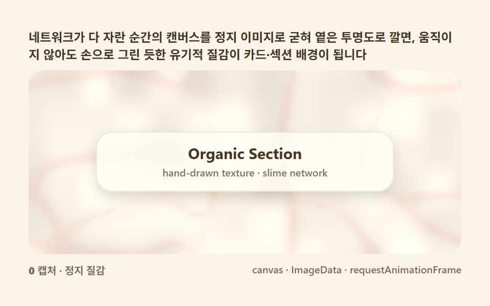 Organic texture panel — capturing one frame as a card background