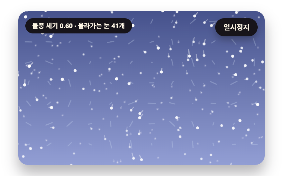 돌풍 장이 휘감는 눈