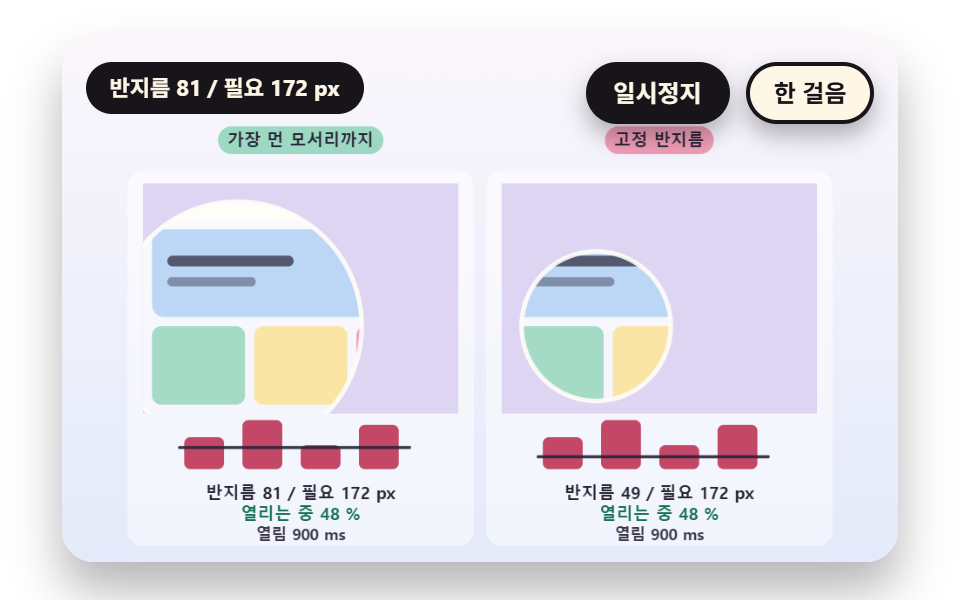 로고 중심에서 퍼지는 원형 열림