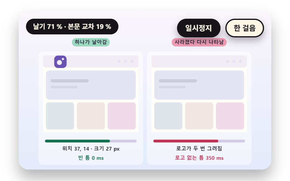 로고가 헤더 자리로 날아가는 인계