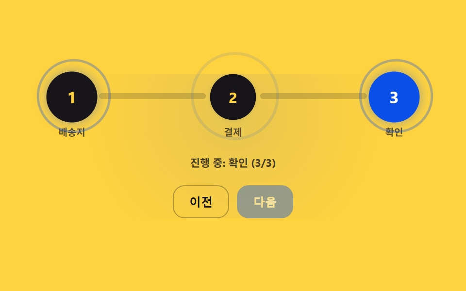 현재 단계 원이 숨 쉬듯 커졌다 작아지는 표시
