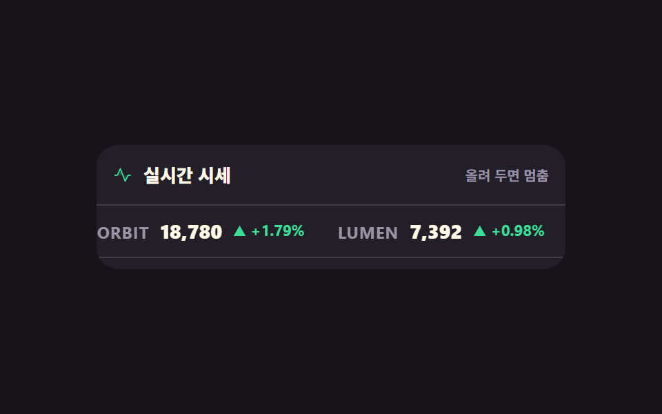 가로로 흐르는 티커 테이프