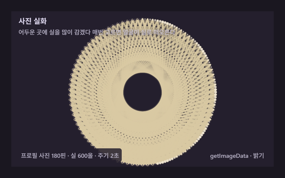 Thread portrait — brightness rewritten as thread density