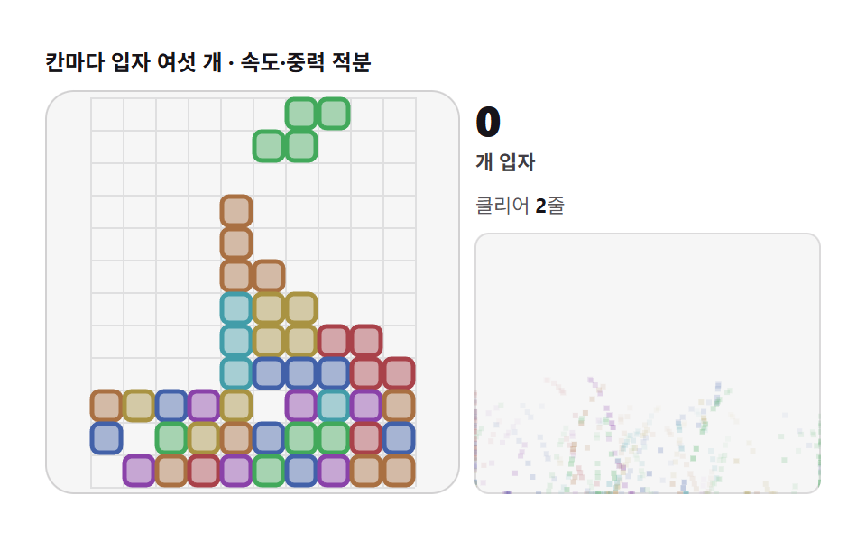클리어 파티클 — 지워진 칸이 조각나 흩어지는 연출
