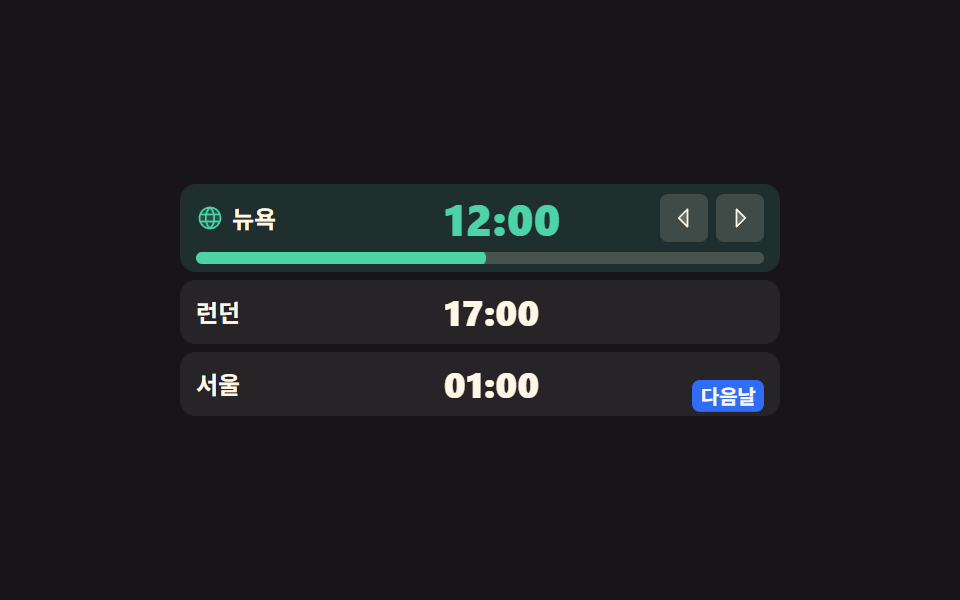 한 시각을 세 도시가 동시에 읽는 표