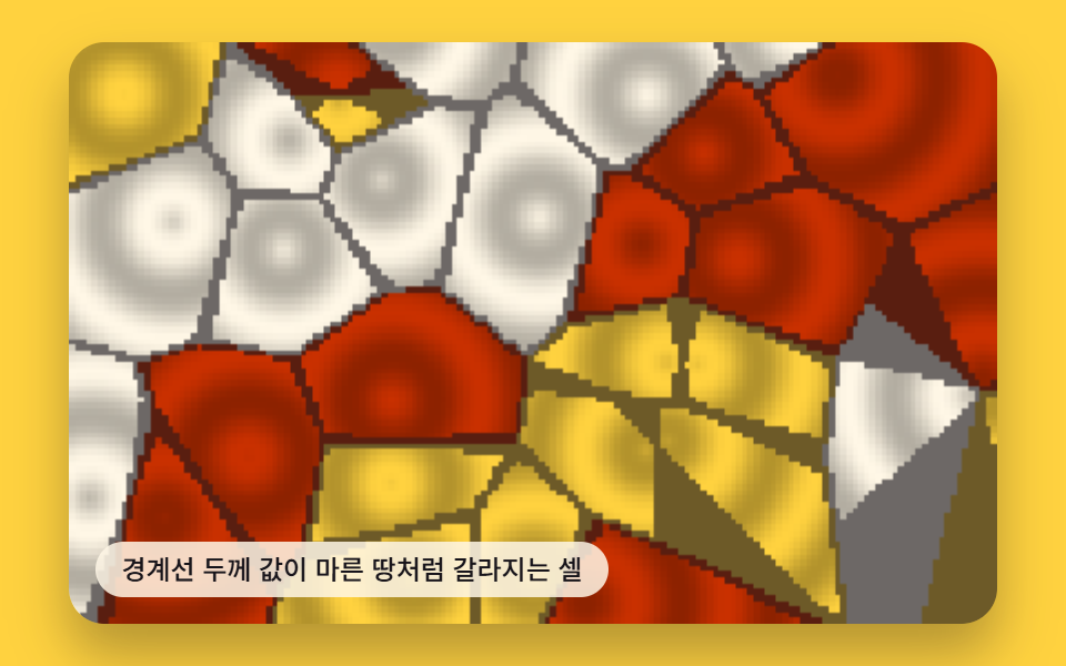 경계선 두께 값이 마른 땅처럼 갈라지는 셀