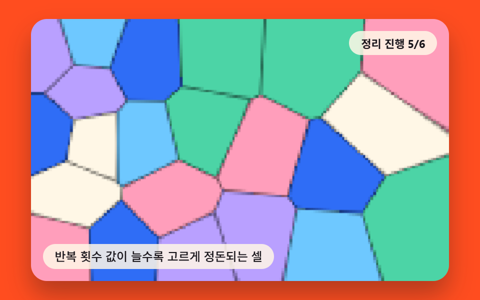 반복 횟수 값이 늘수록 고르게 정돈되는 셀