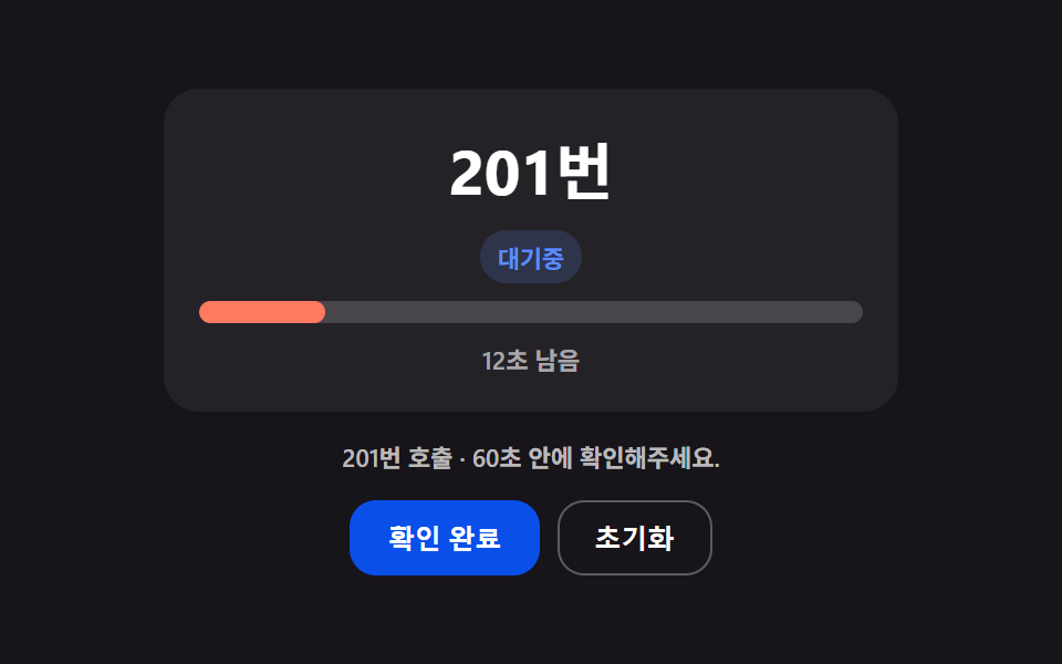 재호출까지 남은 시간을 게이지로 줄여가는 노쇼 카운트다운